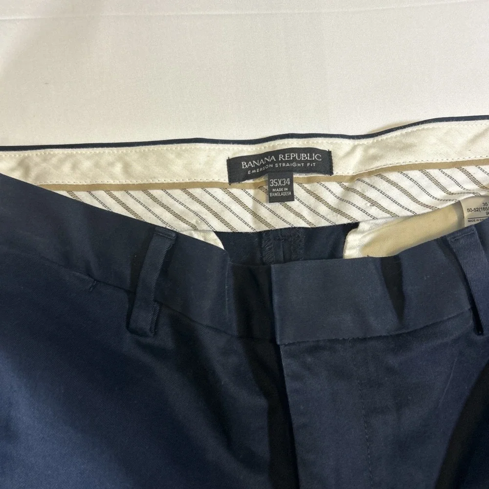 Banana Republic Emerson Straight Fit Chinos Mens 35x34 Navy Blue‎ Cotton Pants
